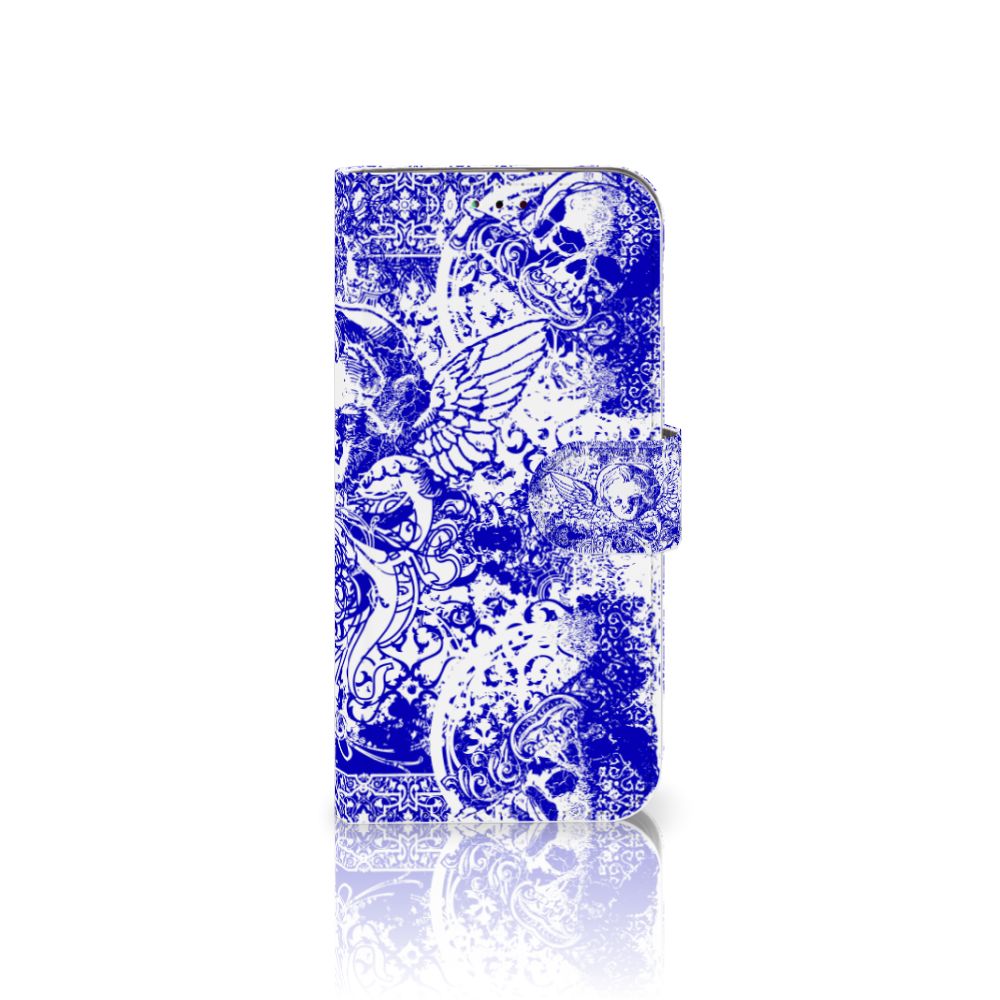 Telefoonhoesje met Naam Samsung Galaxy A40 Angel Skull Blauw