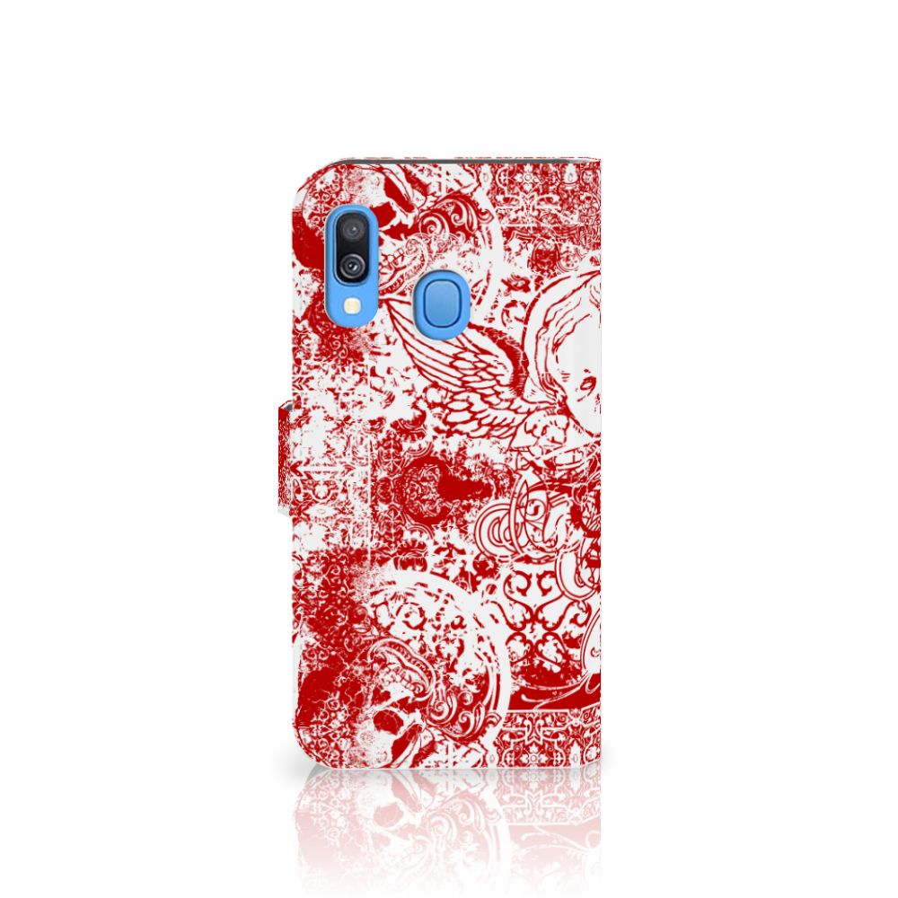 Telefoonhoesje met Naam Samsung Galaxy A40 Angel Skull Rood