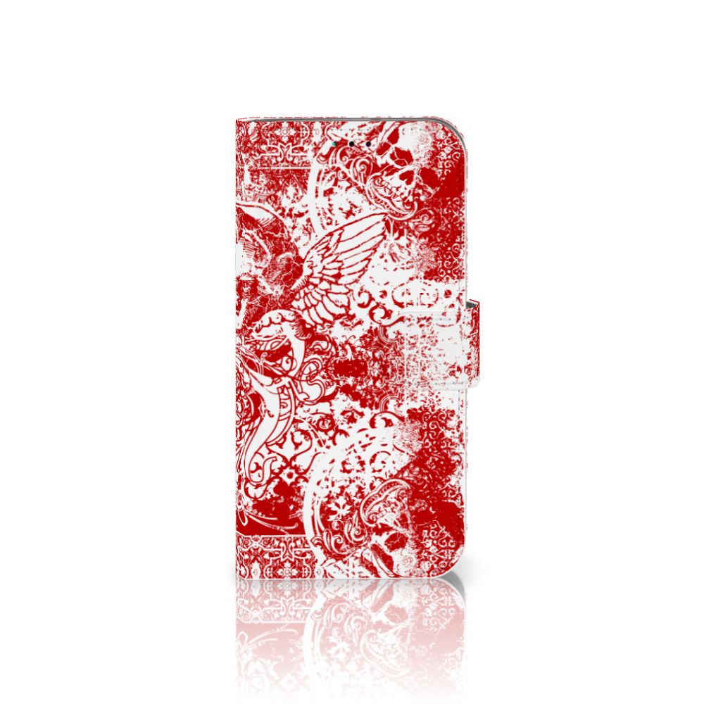 Telefoonhoesje met Naam Samsung Galaxy A40 Angel Skull Rood