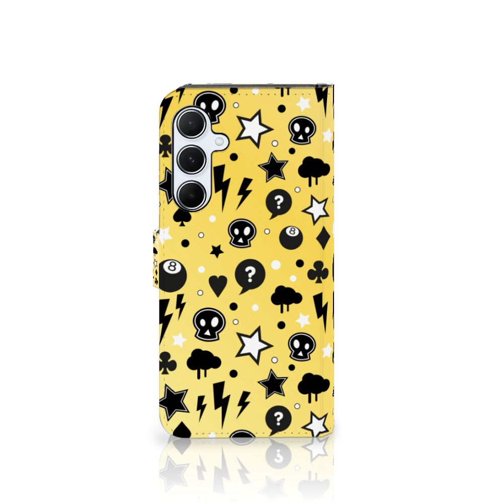 Samsung Galaxy A55 Telefoonhoesje met Naam Punk Geel design vooraanzicht