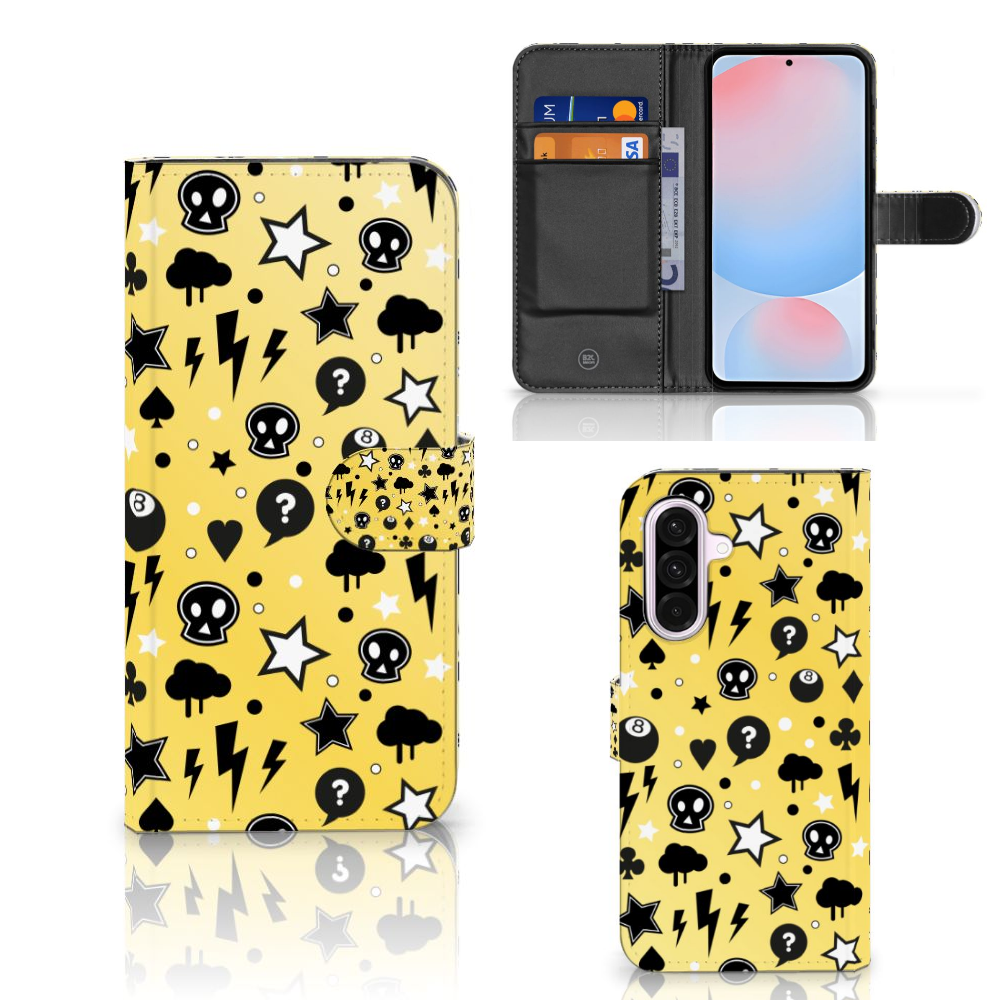 Samsung Galaxy A56 Telefoonhoesje met Naam Punk Geel aanzicht design