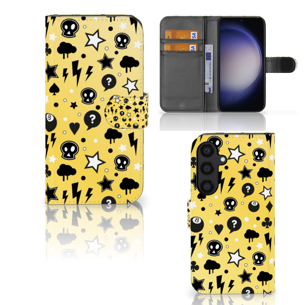 Samsung Galaxy S24 Telefoonhoesje met Naam Punk Geel voorkant zijkant binnenzijde