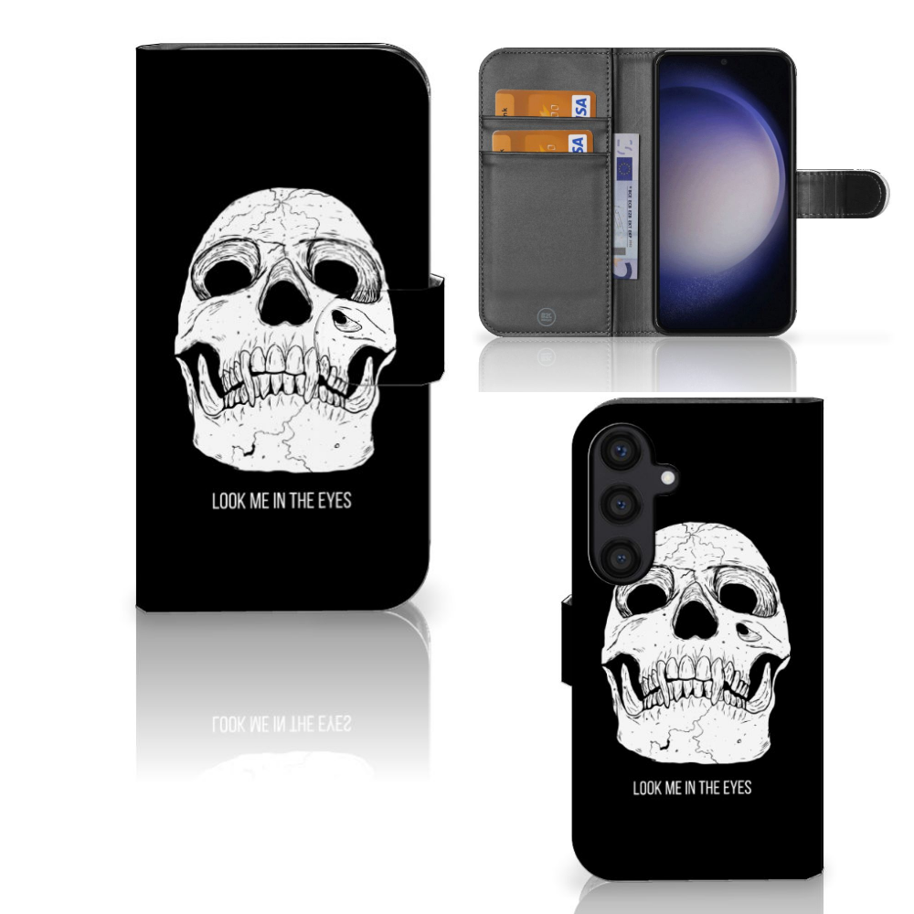 Samsung Galaxy S24 Telefoonhoesje met Naam Skull Eyes voorkant achterkant binnenkant