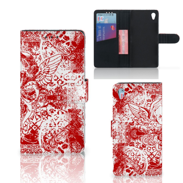Telefoonhoesje met Naam Sony Xperia Z3 Angel Skull Rood by B2Ctelecom