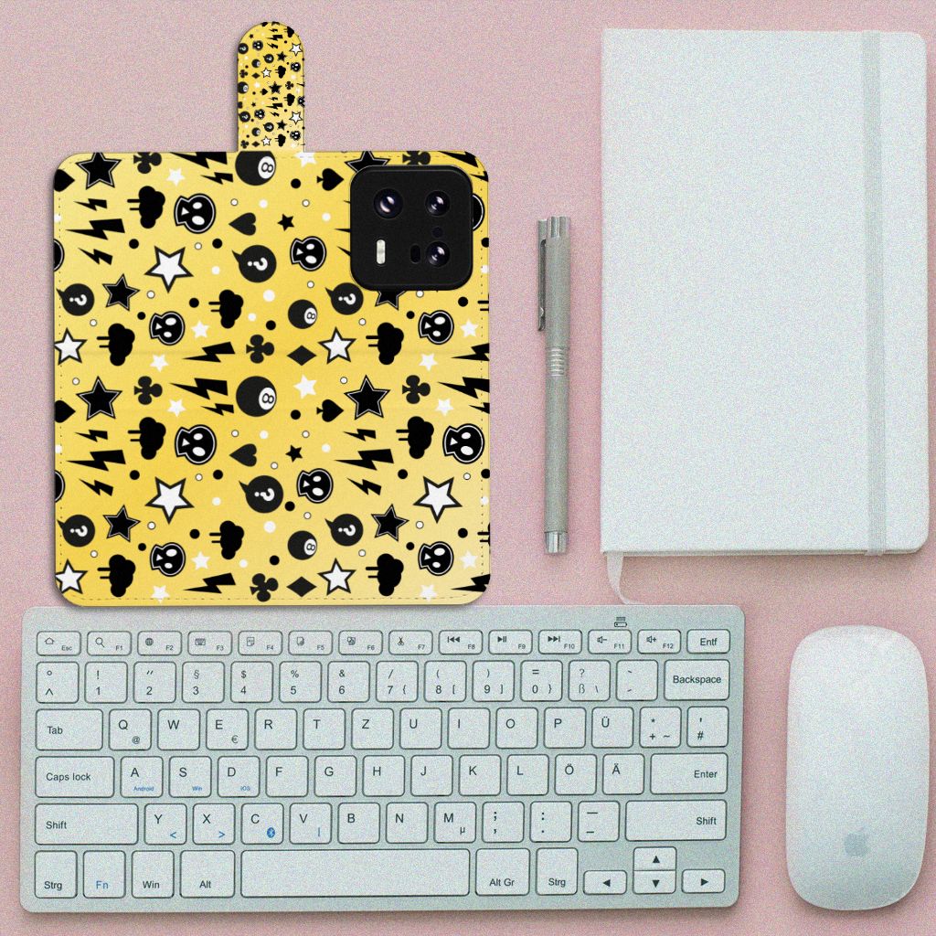 Telefoonhoesje met Naam Xiaomi 13 Pro Punk Geel design punk geel aanzicht