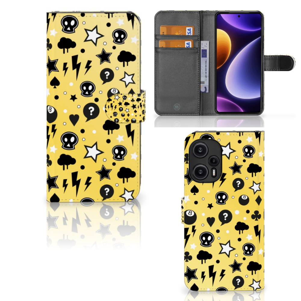 Telefoonhoesje met Naam Xiaomi Poco F5 Punk Geel design punk geel aanzicht
