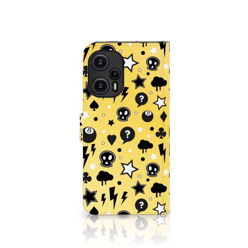 Telefoonhoesje met Naam Xiaomi Poco F5 Punk Geel design Punk Geel aanzicht