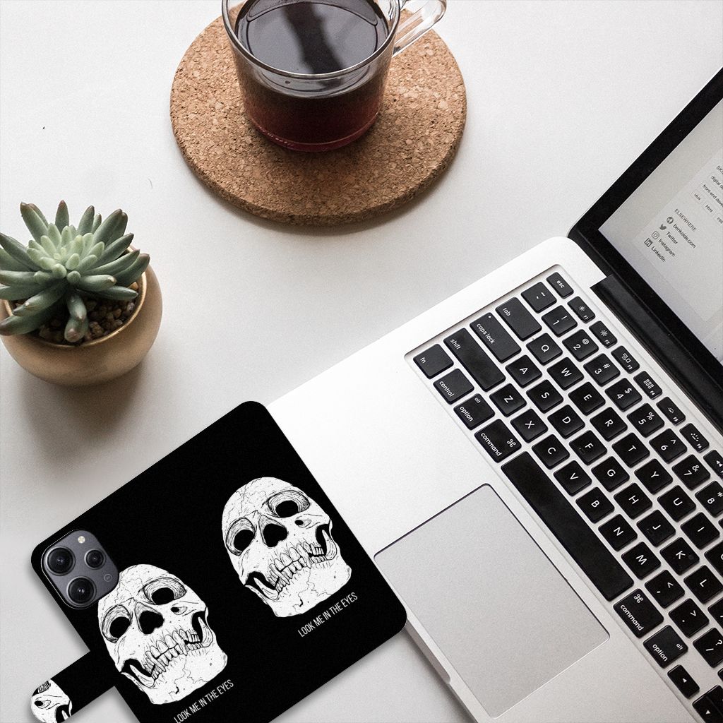 Xiaomi Redmi 12 Telefoonhoesje met Naam Skull Eyes bovenaanzicht
