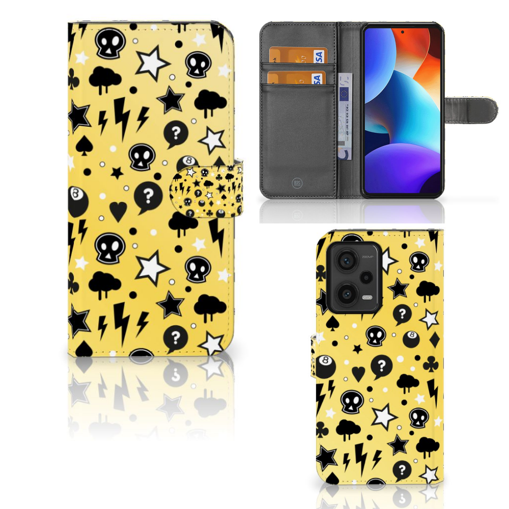 Xiaomi Redmi Note 12 Pro Plus telefoonhoesje met Naam Punk Geel voorkant binnenkant