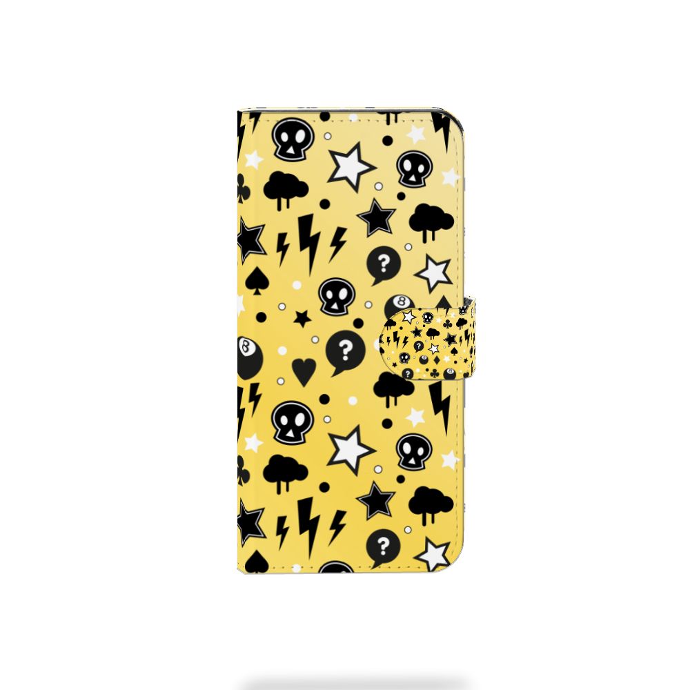 Telefoonhoesje met Naam Xiaomi Redmi Note 13 Pro Plus Punk Geel met opvallende print van schaduwen en sterren.