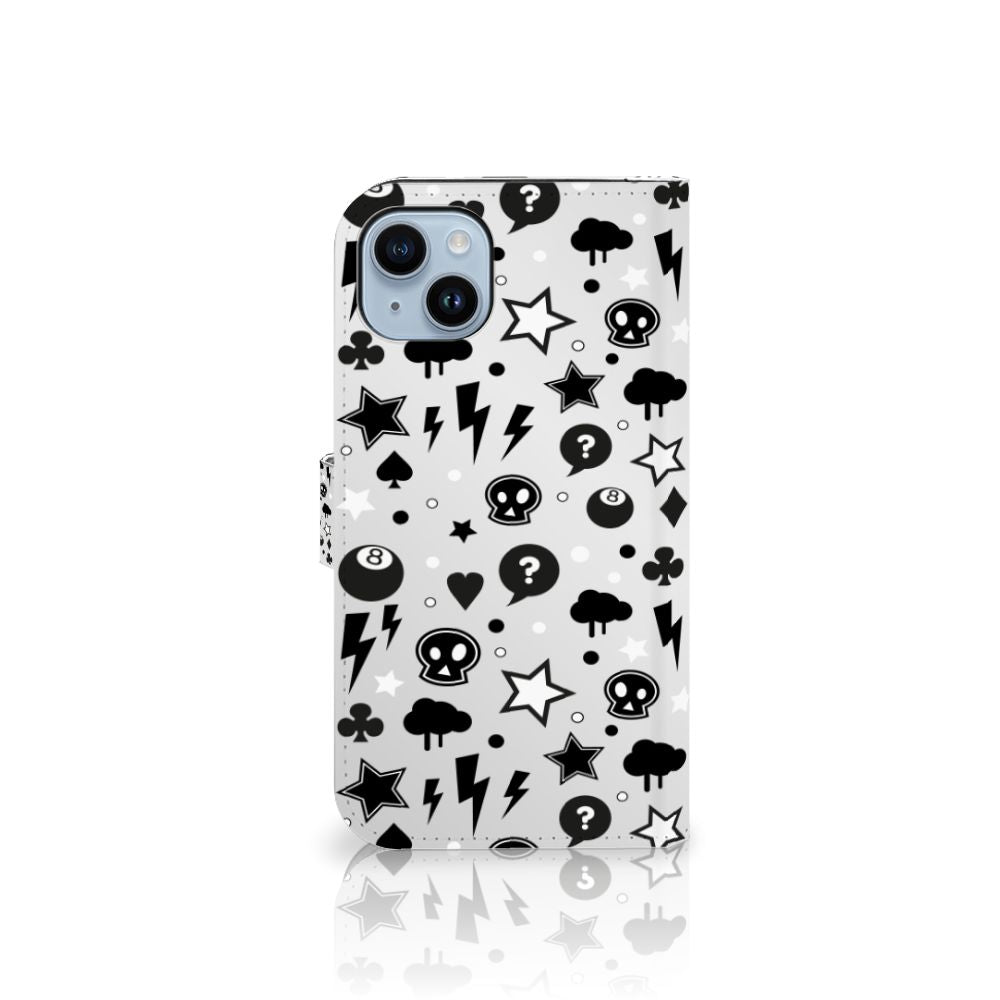 iPhone 15 Plus Telefoonhoesje met Naam Silver Punk design achterkant
