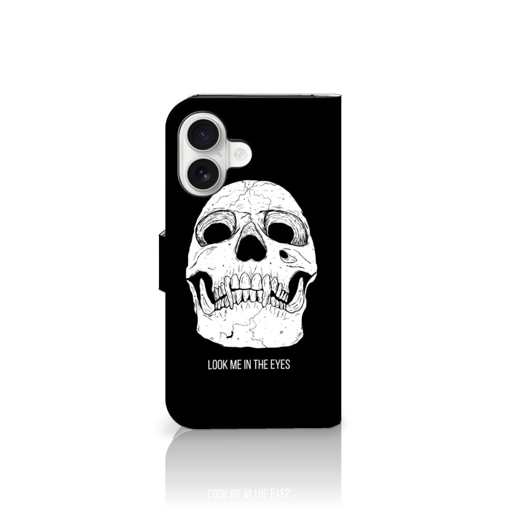 B2C Telecom iPhone 16 Telefoonhoesje met Naam Skull Eyes zijaanzicht