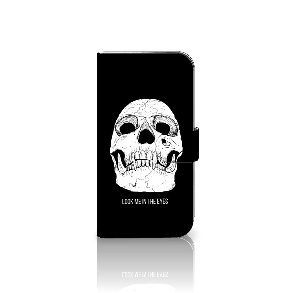 Telefoonhoesje met Naam iPhone 16 Skull Eyes skull design voorkant