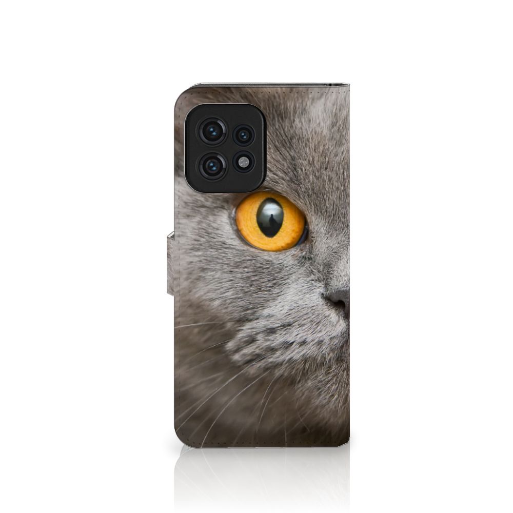 Telefoonhoesje met Pasjes Motorola Edge 40 Pro Britse Korthaar met afbeelding van een Britse korthaar kat.