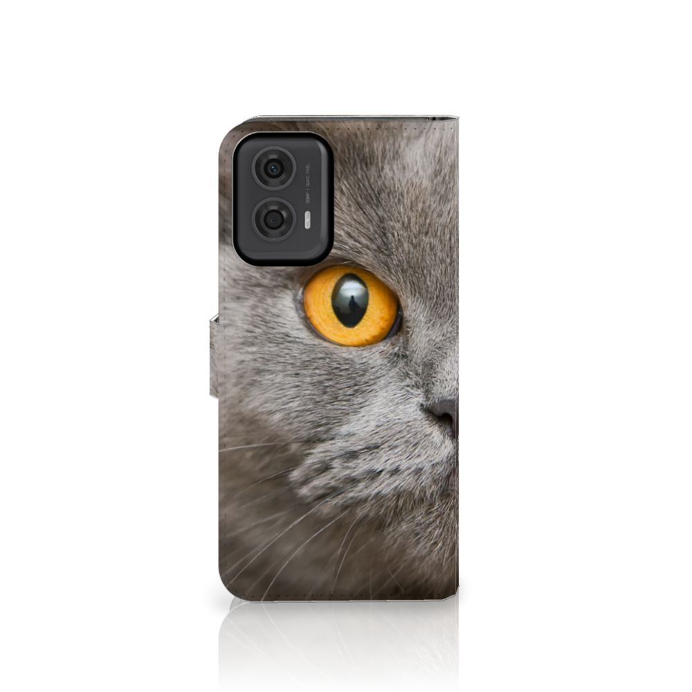 Telefoonhoesje met Pasjes Motorola Moto G24 | G04 | G24 Power Britse Korthaar kat gezicht