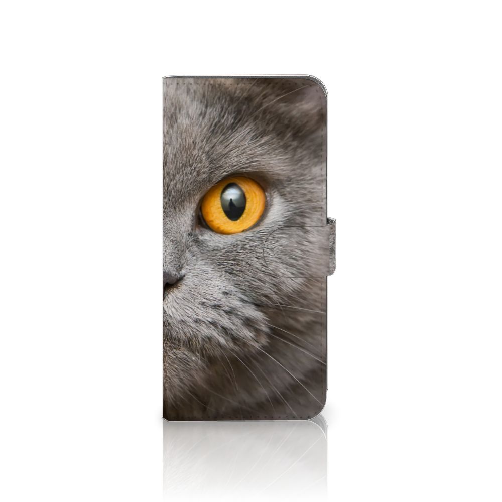 Telefoonhoesje met Pasjes Nokia C32 Britse Korthaar met indrukwekkende kat met gele ogen.