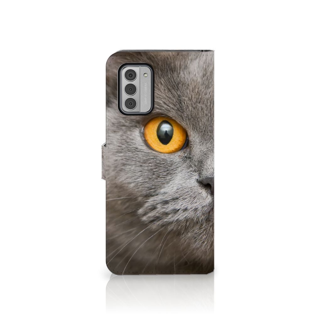 Telefoonhoesje met Pasjes Nokia G42 Britse Korthaar met afbeelding van een Britse korthaar kat