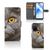 Telefoonhoesje met Pasjes OPPO A16/A16s/A54s Britse Korthaar met grijs kattenportret en magnetisch lipje.