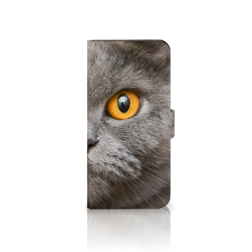Telefoonhoesje met Pasjes OPPO A78 5G | A58 5G Britse Korthaar met groot kattenoog design.