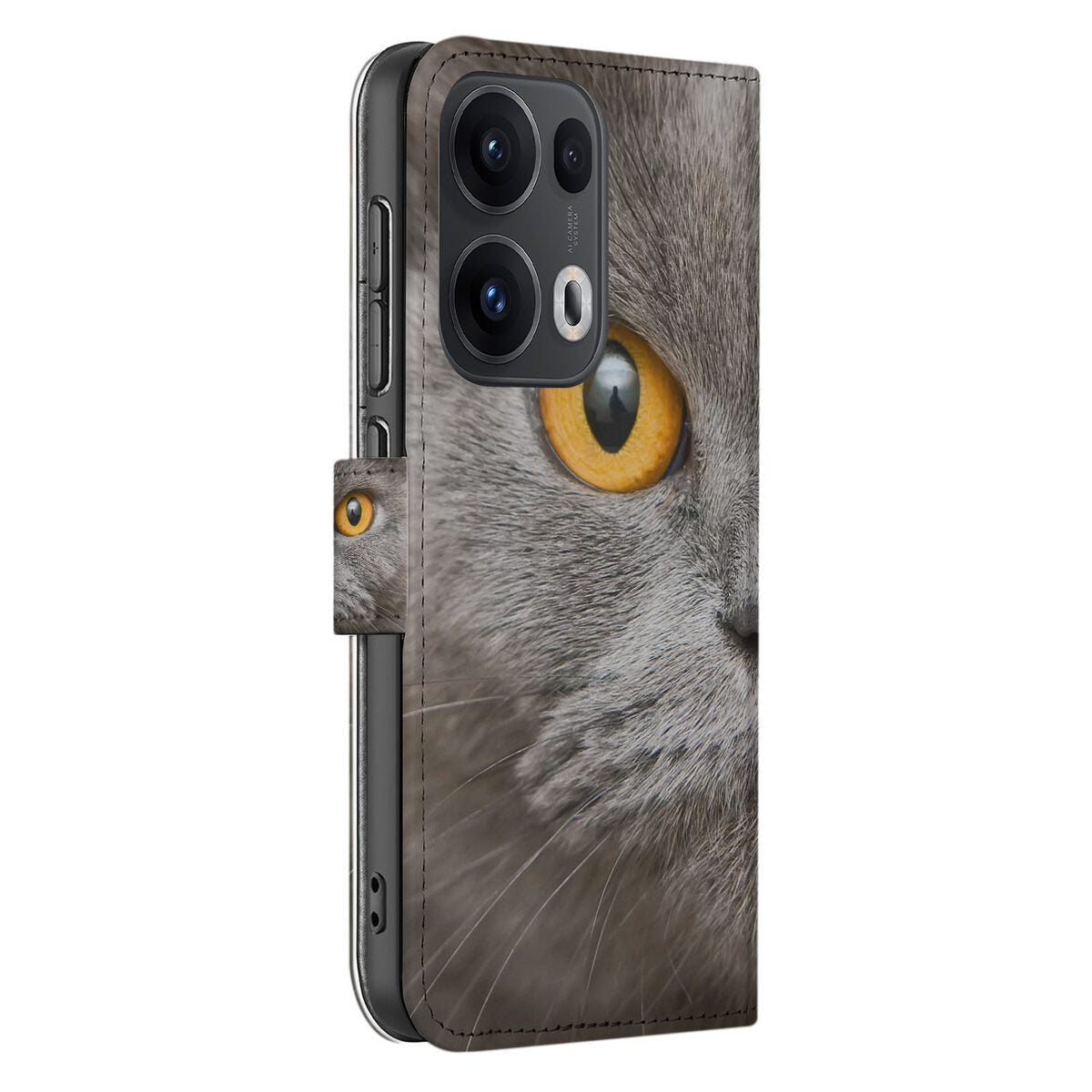 Telefoonhoesje met Pasjes OPPO Reno 13 Pro Britse Korthaar design Britse Korthaar aanzicht