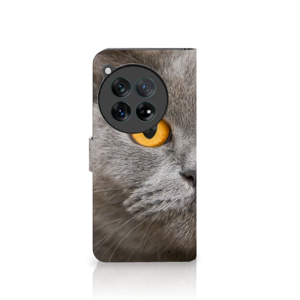 Telefoonhoesje met Pasjes OnePlus 12 Britse Korthaar met afbeelding van een Britse korthaar kat.