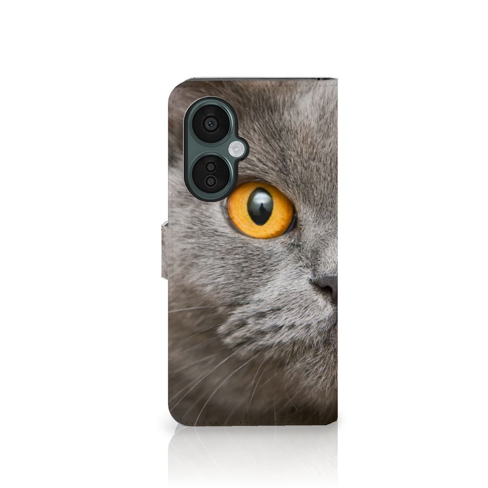 Telefoonhoesje met Pasjes OnePlus Nord CE 3 Lite Britse Korthaar kattenoog aanzicht
