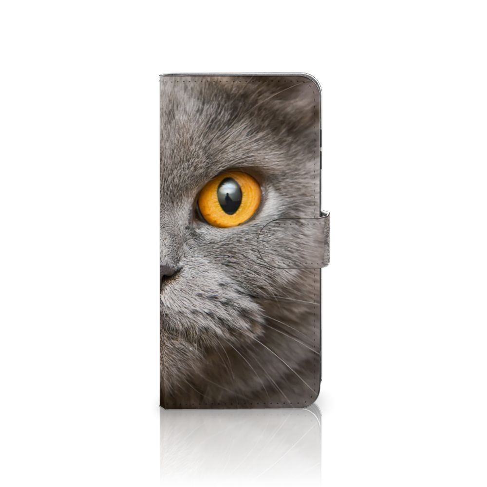 Telefoonhoesje met Pasjes Samsung Galaxy A16 4G/5G Britse Korthaar kattenoog zijkant