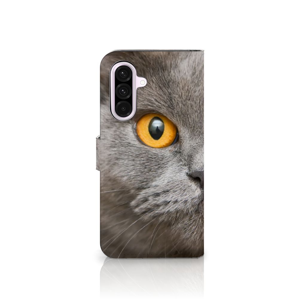 Telefoonhoesje met Pasjes Samsung Galaxy A56 Britse Korthaar kattenoog aanzicht