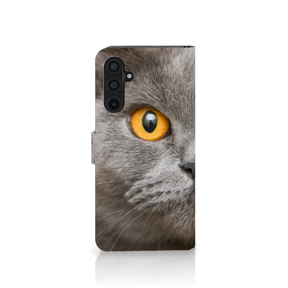 Telefoonhoesje met Pasjes Samsung Galaxy M54 Britse Korthaar met indrukwekkende kat ogen