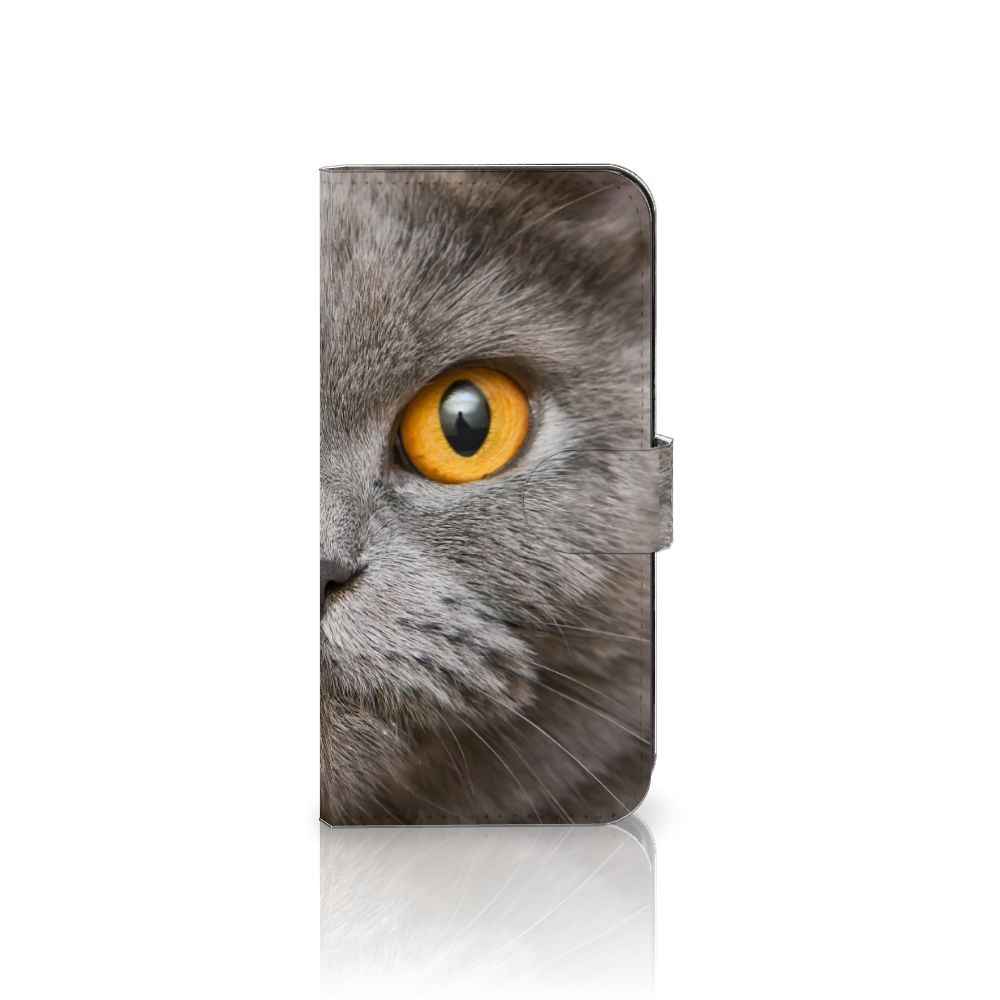 Telefoonhoesje met Pasjes Samsung Galaxy S23 FE Britse Korthaar met afbeelding van een Britse korthaar kat