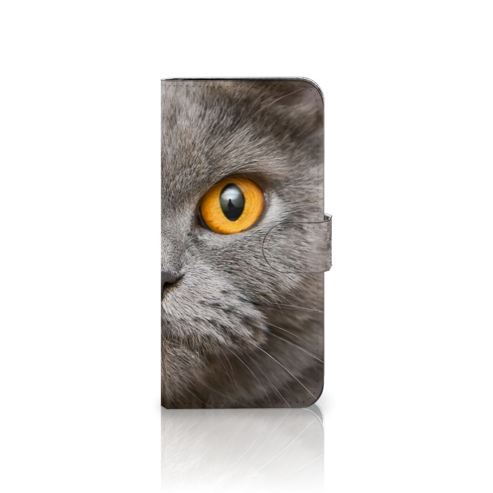 Telefoonhoesje met Pasjes Samsung Galaxy S24 FE Britse Korthaar gezicht close-up