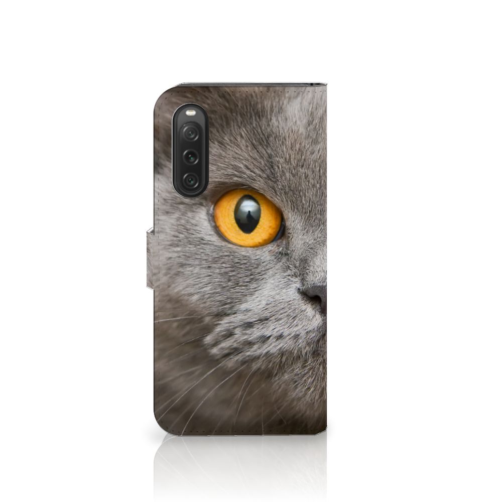 Telefoonhoesje met Pasjes Sony Xperia 10 V Britse Korthaar met buitengewoon ogen van een Britse korthaar.