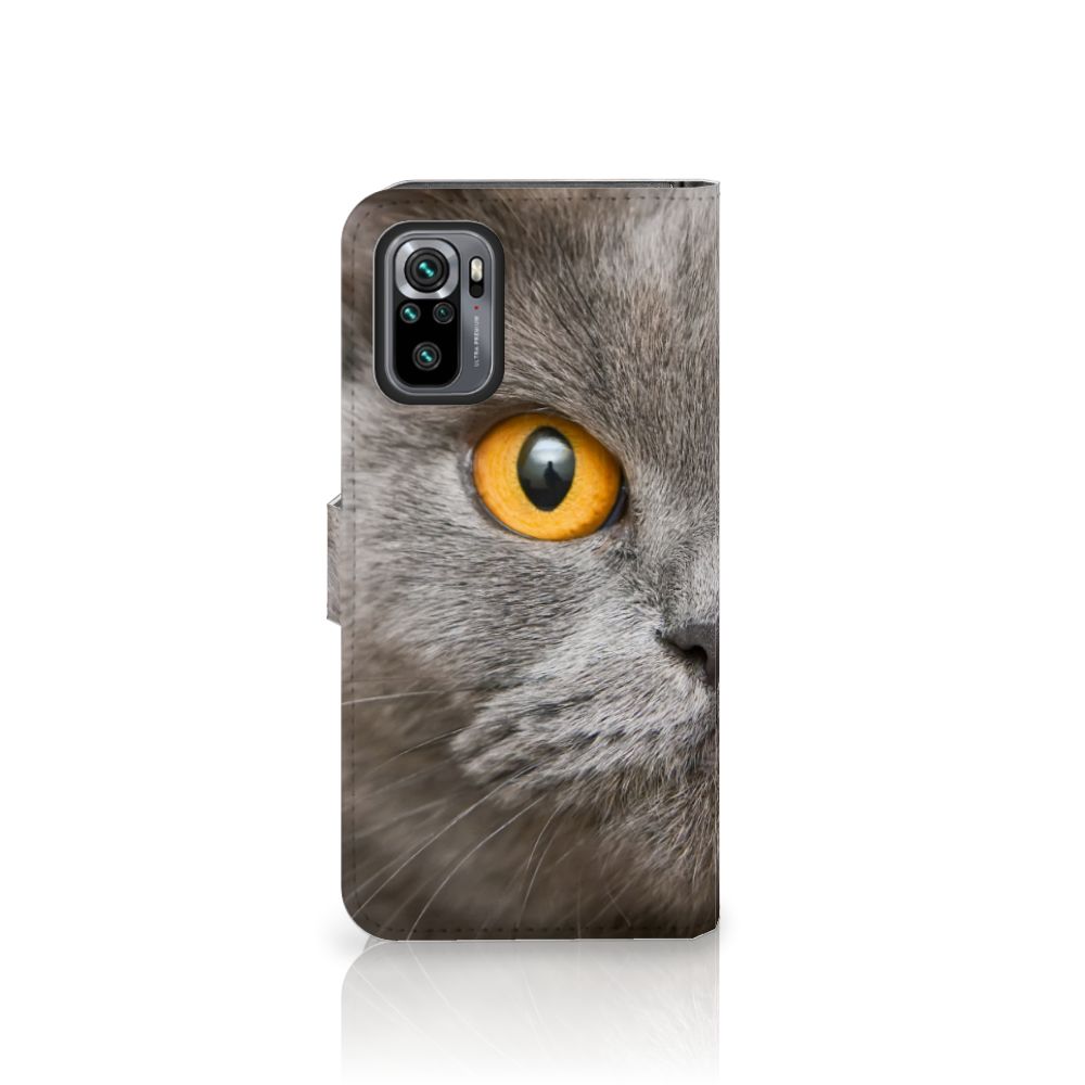 Telefoonhoesje met Pasjes Xiaomi Redmi Note 10S | 10 4G | Poco M5s Britse Korthaar met indrukwekkende kattenprint.