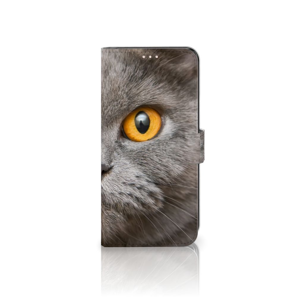 Telefoonhoesje met Pasjes Xiaomi Redmi Note 10S | 10 4G | Poco M5s Britse Korthaar met kattenoog design.