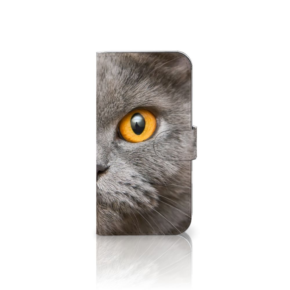 Telefoonhoesje met Pasjes iPhone 16 Britse Korthaar kattenoog design aanzicht