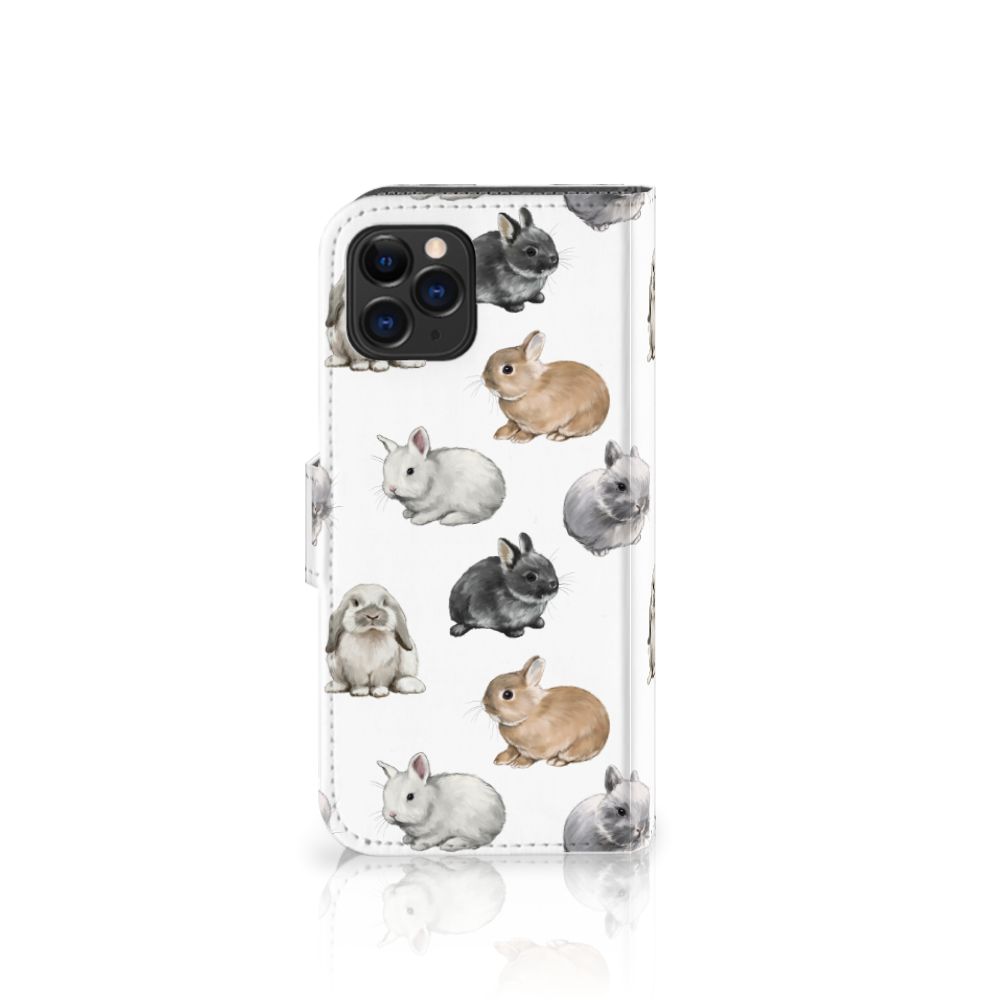Telefoonhoesje met Pasjes voor Apple iPhone 11 Pro Konijntjes met schattige illustraties van verschillende konijnen 🐇.
