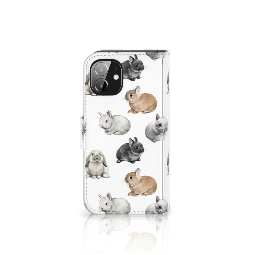 Apple iPhone 12 Mini Telefoonhoesje met Pasjes Konijntjes zijkant