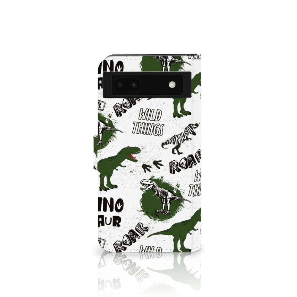 Google Pixel 6A Telefoonhoesje met Pasjes Dinosaurus achterkant
