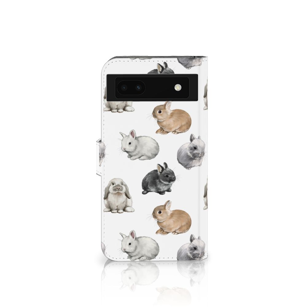 Telefoonhoesje met Pasjes voor Google Pixel 6A Konijntjes met schattige konijntjes 🐰. Duurzaam en stijlvol ontwerp.