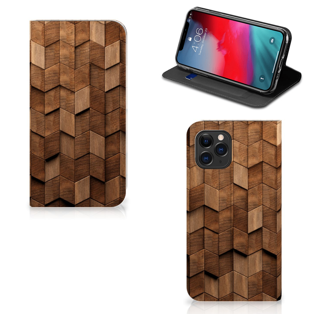 Telefoonhoesje met Pasjes voor Google Pixel 7 Pro Hout Patroon Aanzicht