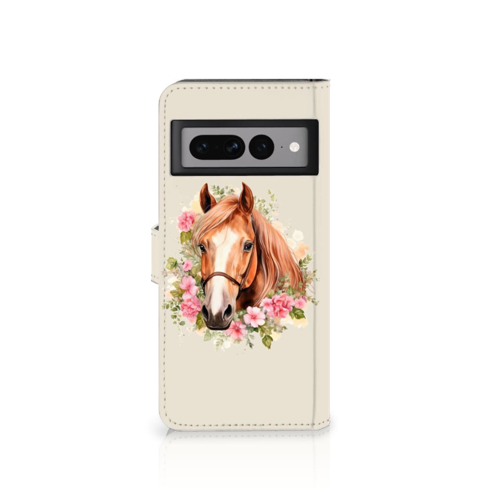Google Pixel 7 Pro Telefoonhoesje met Pasjes Paard aanzicht
