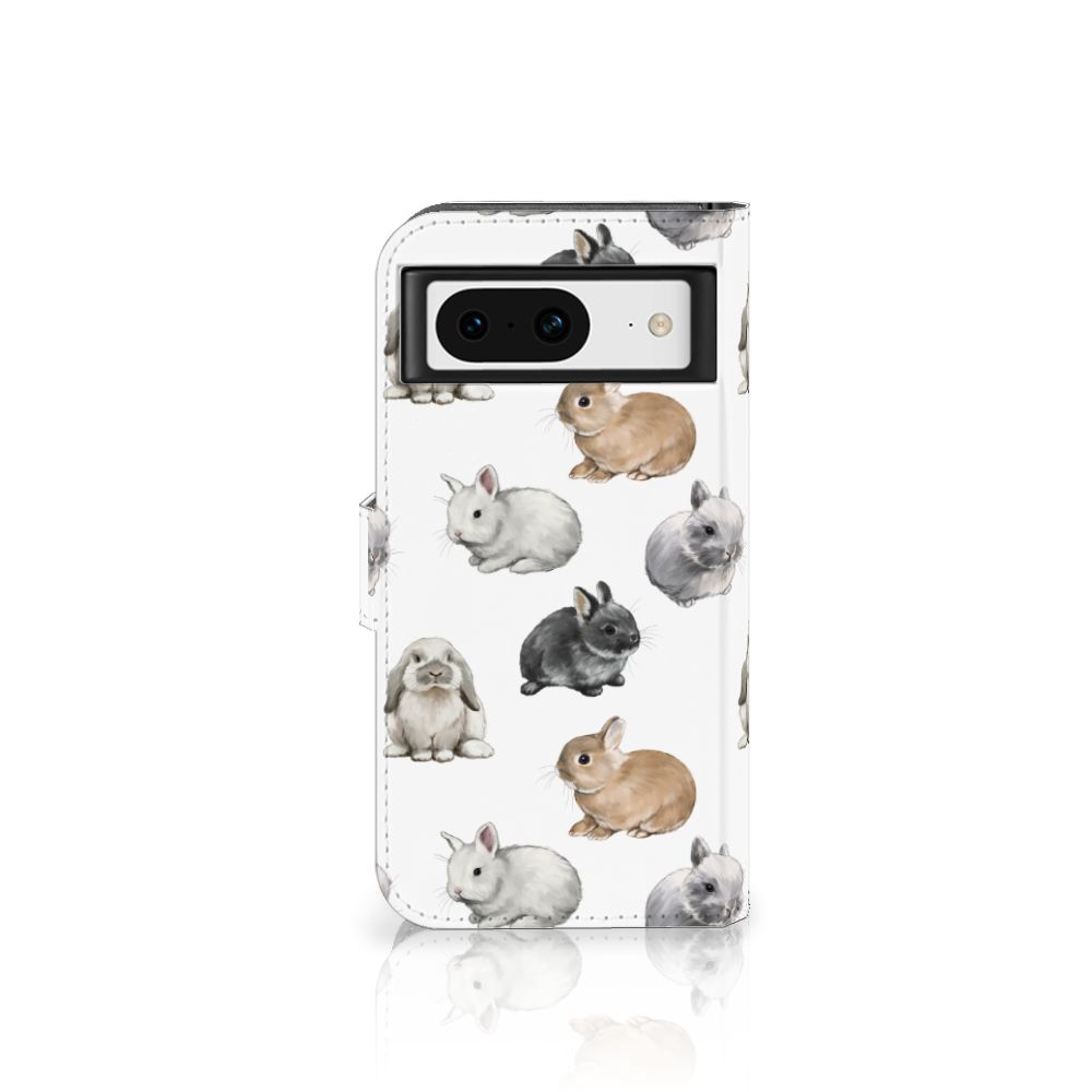 Telefoonhoesje met Pasjes voor Google Pixel 8 Konijntjes met schattige konijntjesontwerpen 🐰.