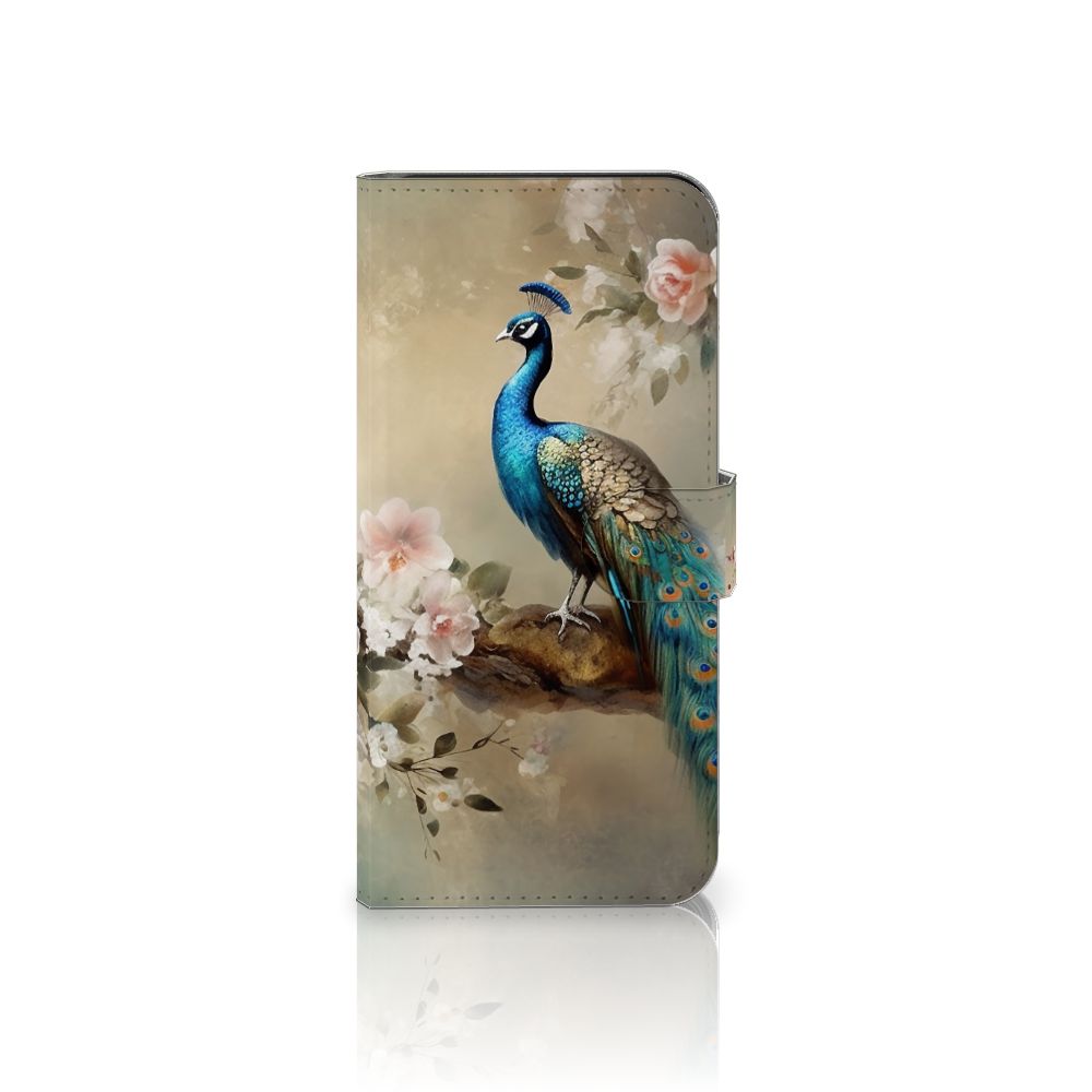 Google Pixel 8 Pro Telefoonhoesje met Pasjes Vintage Pauwen voorzijde
