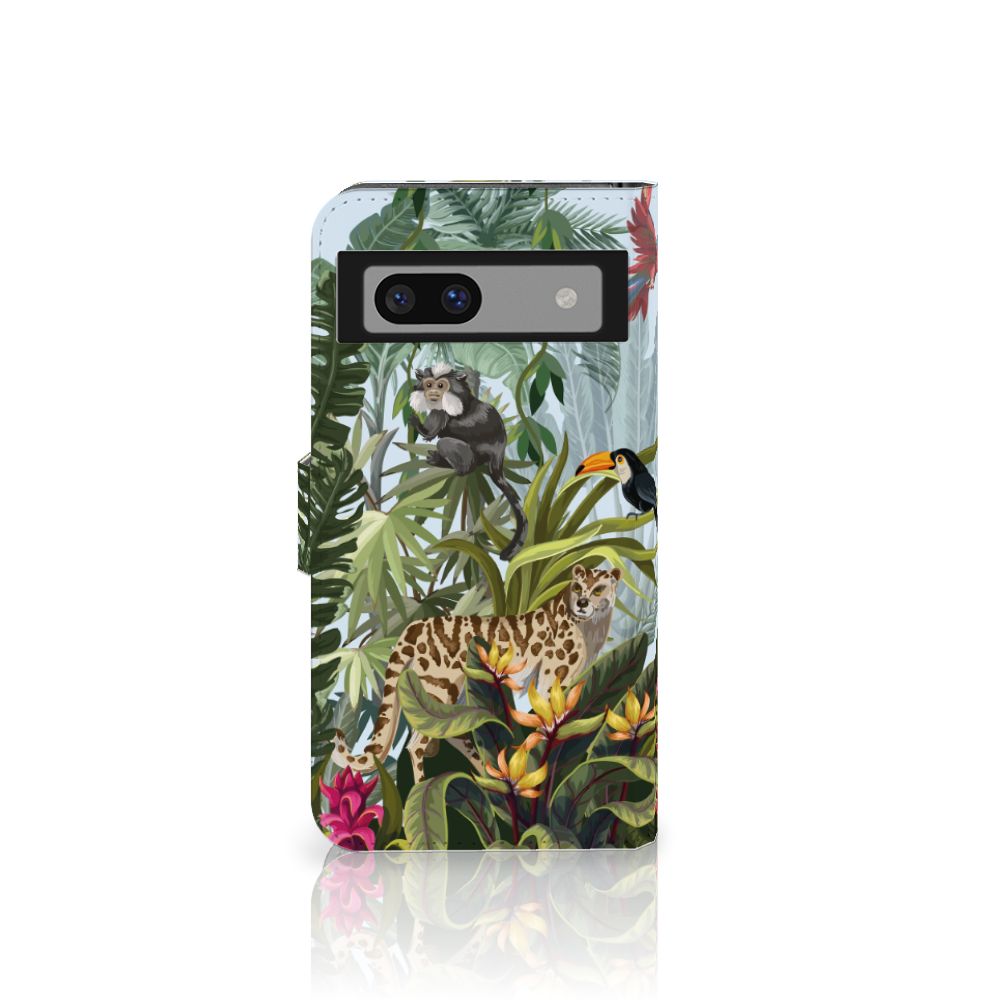 Google Pixel 8A Telefoonhoesje met Pasjes Jungle dieren design voorzijde
