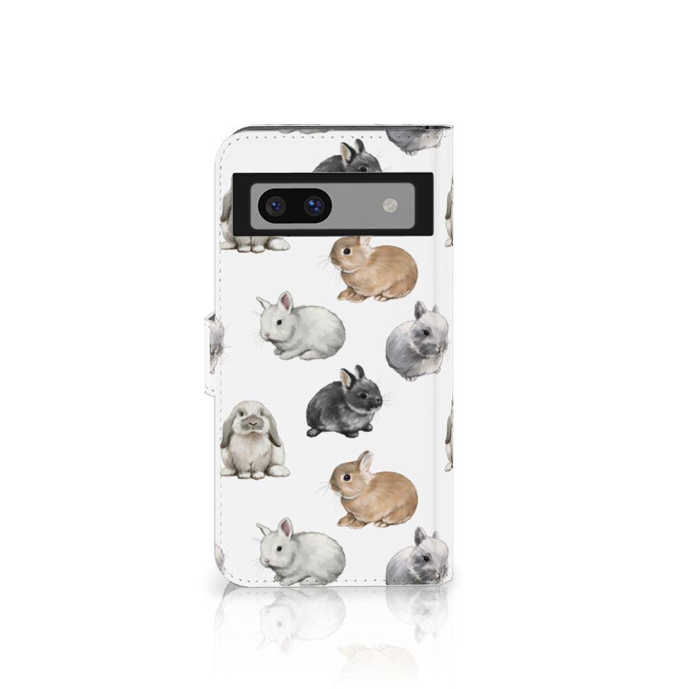Google Pixel 8A Telefoonhoesje met Pasjes Konijntjes voorzijde