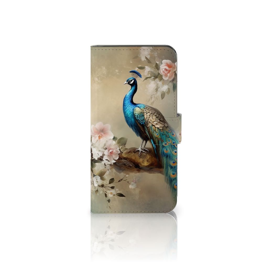 Google Pixel 8A Telefoonhoesje met Pasjes Vintage Pauwen voorkant