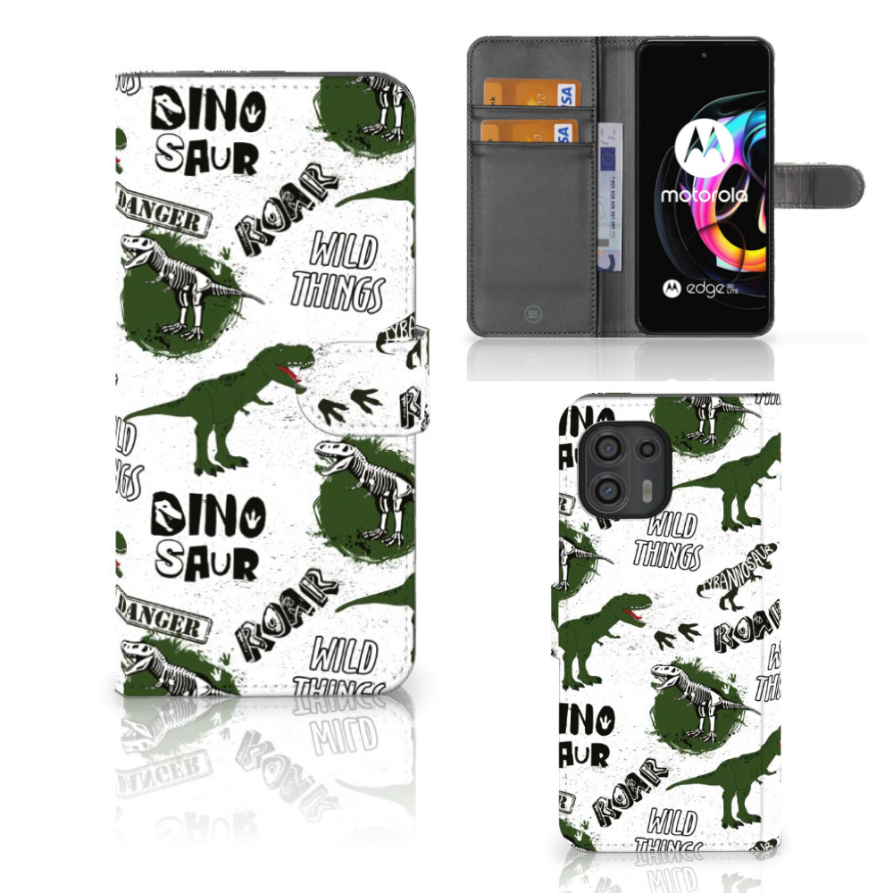 Telefoonhoesje met Pasjes voor Motorola Edge 20 Lite Dinosaurus