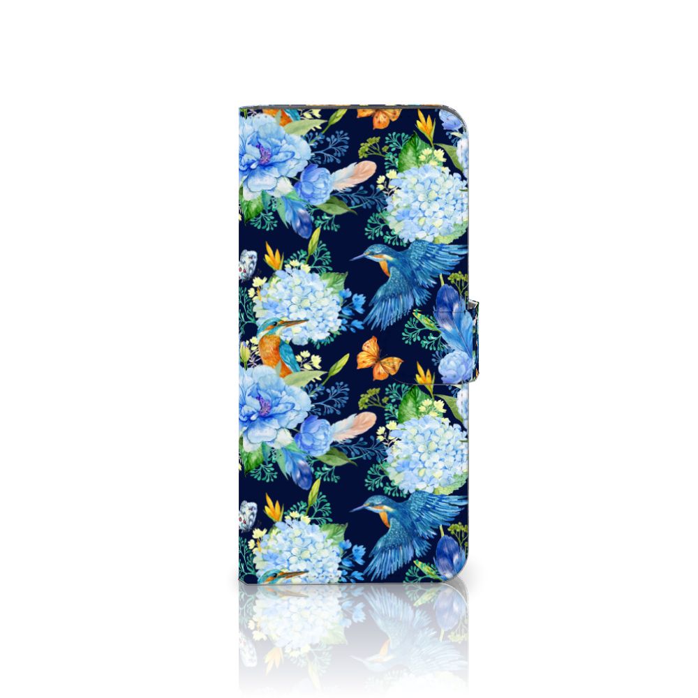 Motorola Edge 20 Lite Telefoonhoesje met Pasjes IJsvogel bloemen design