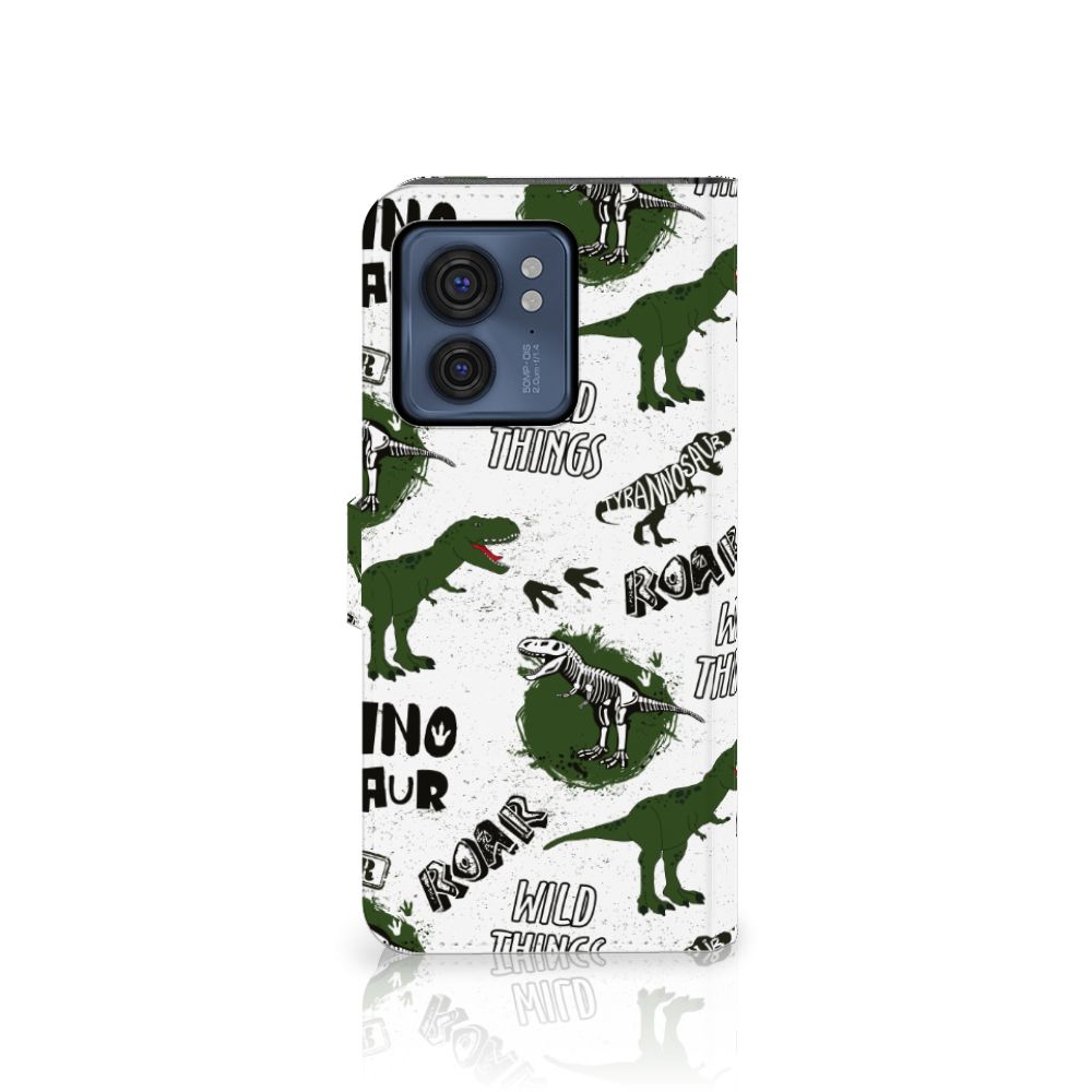 Motorola Edge 40 Telefoonhoesje met Pasjes Dinosaurus voorkant