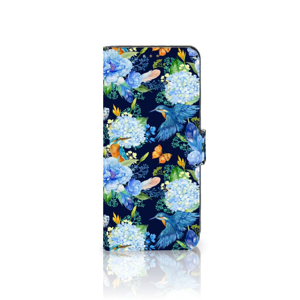 Motorola Moto G52 Moto G82 Telefoonhoesje met Pasjes IJsvogel bloemen design front